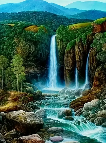 Diamond Painting - Waterval aan de Rivier