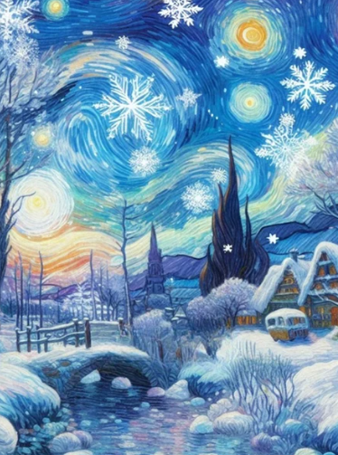 Diamond Painting - Winterlandschap met Sterrennacht
