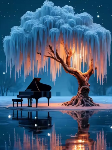 Diamond Painting - Witte Boom met Piano