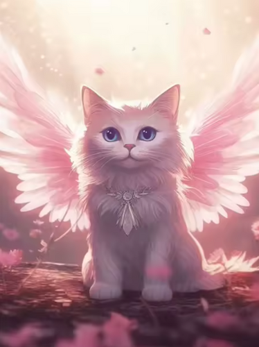 Diamond Painting - Witte Kat met Vleugels