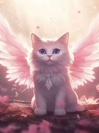 Diamond Painting - Witte Kat met Vleugels