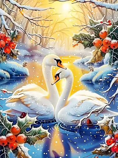 Diamond Painting - Zwanen in de Winter
