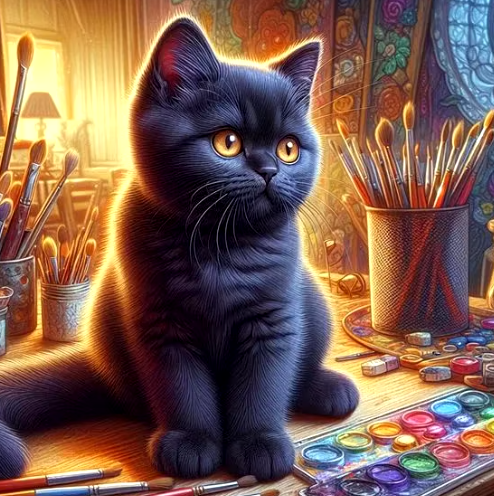 Diamond Painting - Zwarte Kat met Verf