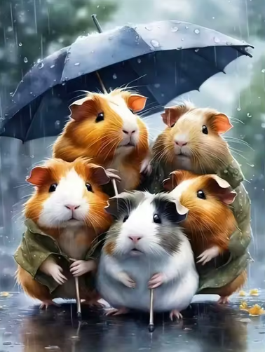 Diamond Painting - Cavia's in de Regen