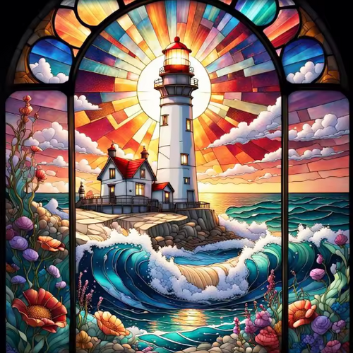 Diamond Painting - Glas in Lood - Vuurtoren