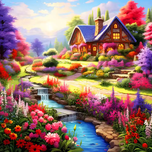 Diamond Painting - Prachtig Huis in de Natuur