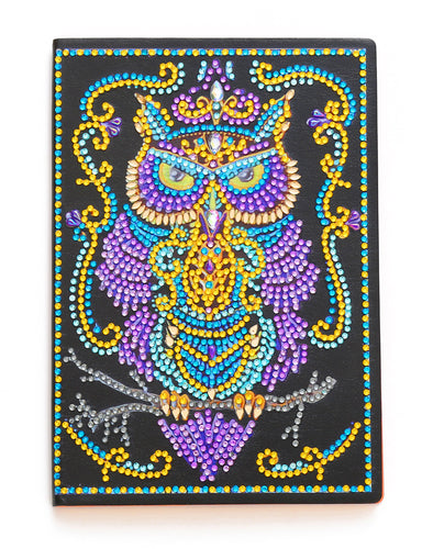 Diamond Painting Notitieboek - Paarse Uil