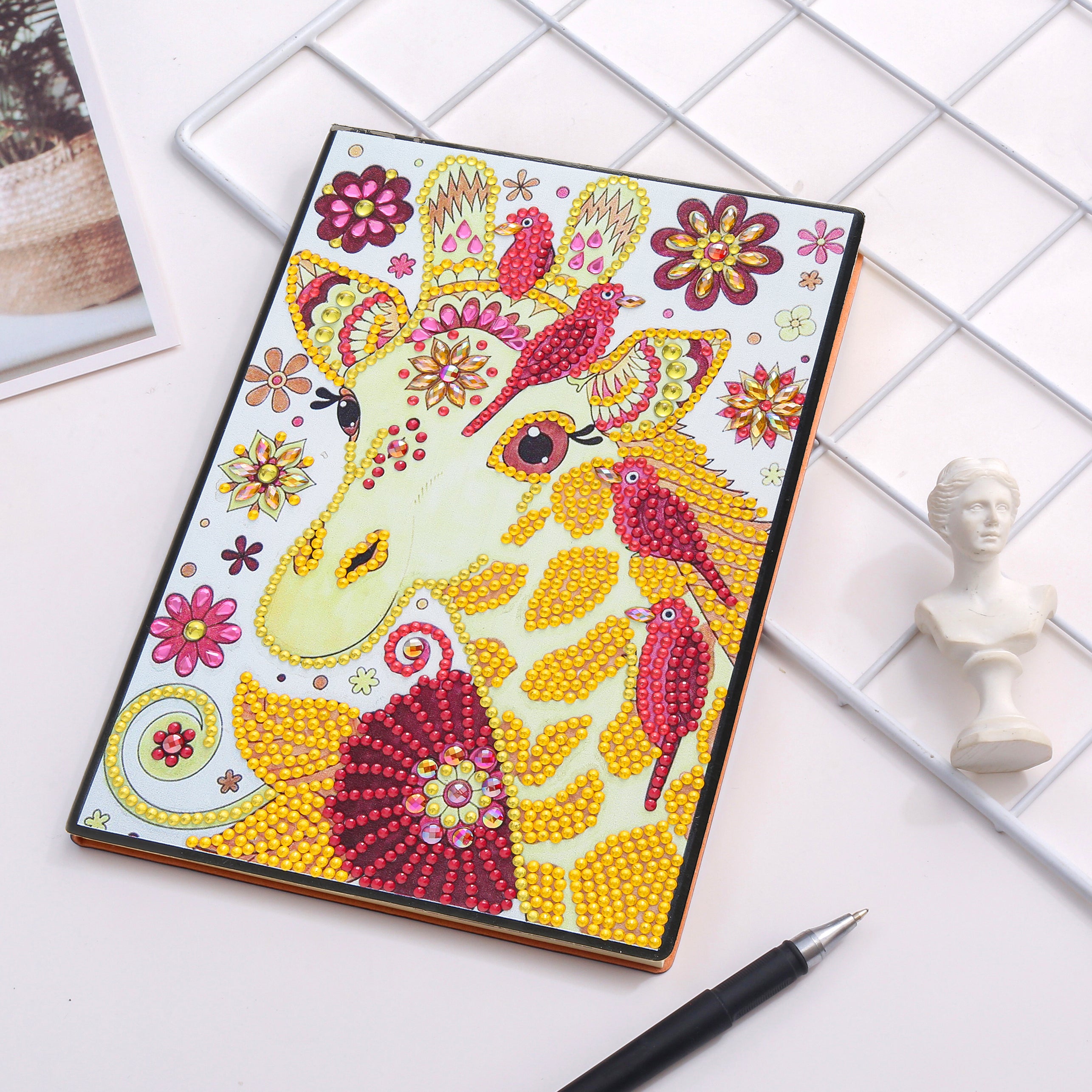 Diamond Painting Notitieboek - Giraffe met Vogels
