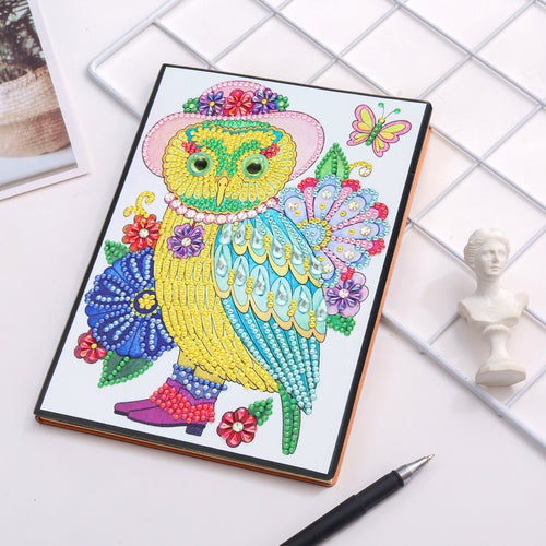 Diamond Painting Notitieboek - Gele Uil