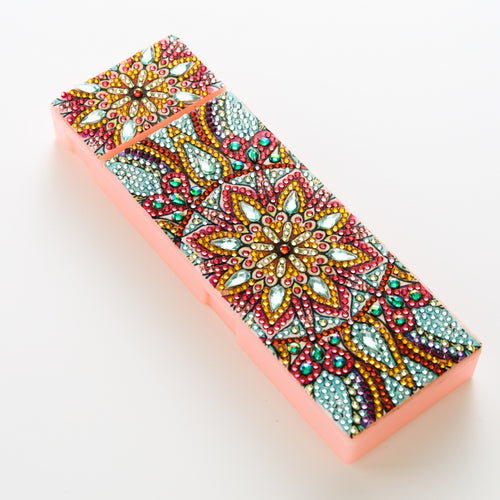 Diamond Painting Pennen Opbergdoosje - Roze/Gele Bloem