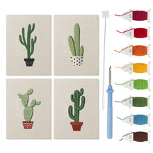 Afbeelding in Gallery-weergave laden, Punch Needle Set - 4 Mini Canvas Cactussen
