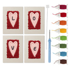 Afbeelding in Gallery-weergave laden, Punch Needle Set - 4 Mini Canvas Liefde
