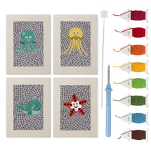 Afbeelding in Gallery-weergave laden, Punch Needle Set - 4 Mini Canvas Zeedieren
