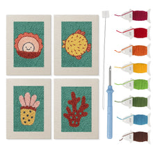 Afbeelding in Gallery-weergave laden, Punch Needle Set - 4 Mini Canvas Zeedieren Set 2

