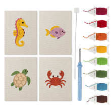 Afbeelding in Gallery-weergave laden, Punch Needle Set - 4 Mini Canvas Zeedieren Set 4
