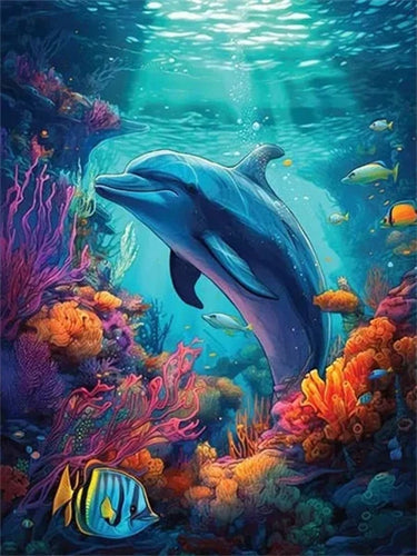 Diamond Painting - Dolfijn met Vissen