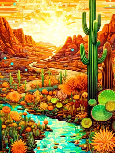 Diamond Painting - Landschap met Cactussen