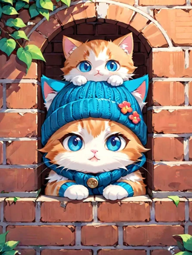 Diamond Painting - Katten in de Muur
