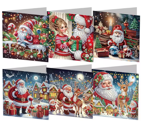Diamond Painting - Kerstkaarten Kerstmannen