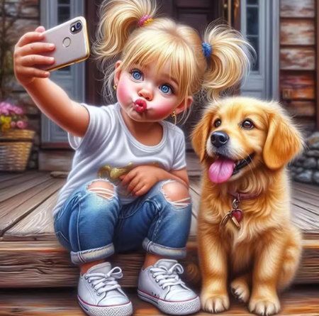 Diamond Painting - Meisje met Puppy