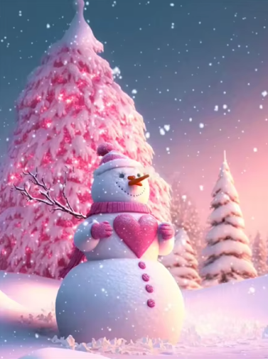 Diamond Painting - Sneeuwpop met Hart