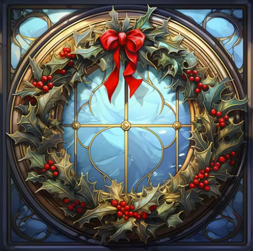 Diamond Painting - Kerstkrans met Rode Strik