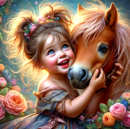 Diamond Painting - Meisje met Pony