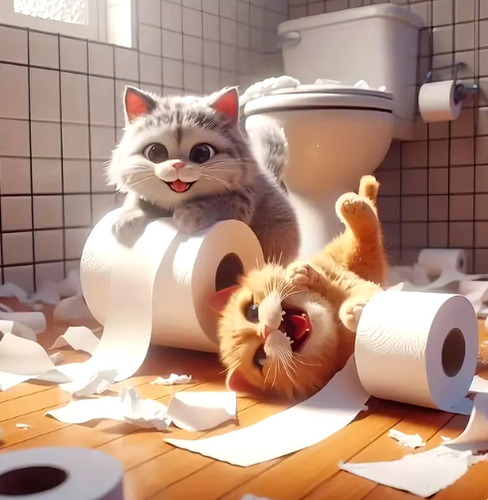 Diamond Painting - Katten met Toiletpapier