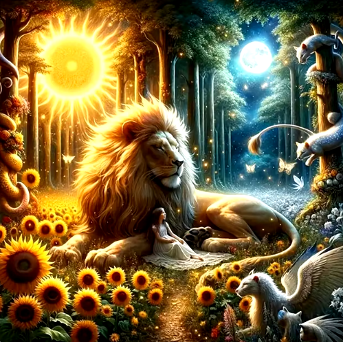 Diamond Painting - Leeuw met de Zon en Maan