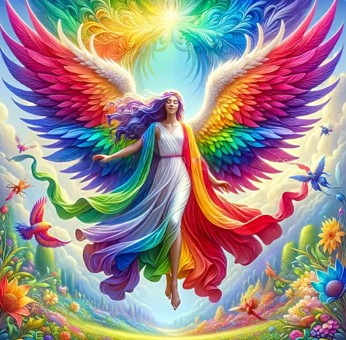 Vrouw met Regenboogvleugels