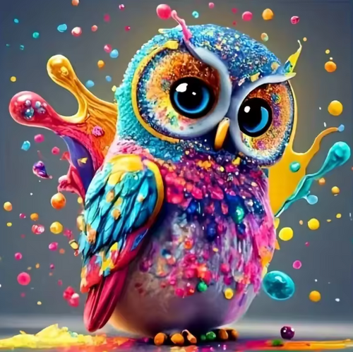 Diamond Painting - Gekleurde Uil
