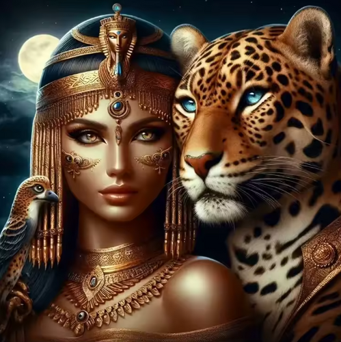 Diamond Painting - Egyptische Godin met Panter