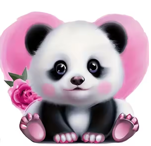 Diamond Painting - Kleine Panda met Hart