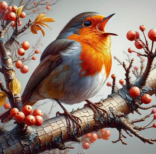 Diamond Painting - Zingende Roodborstje