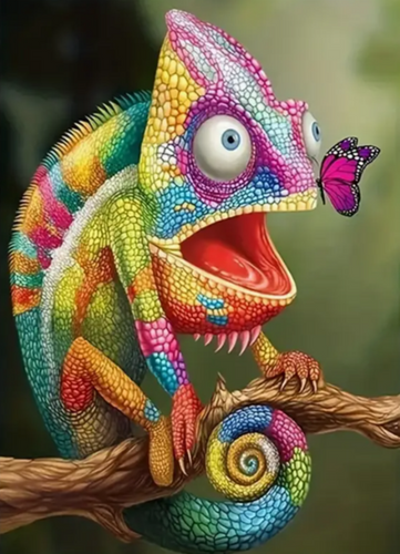 Diamond Painting - Gekleurde Kameleon