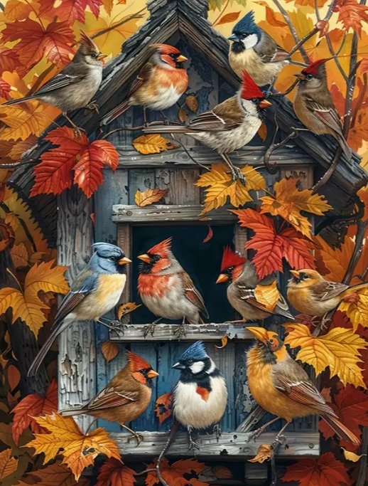 Diamond Painting - Vogels met een Vogelhuis