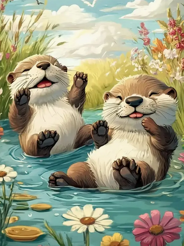 Diamond Painting - Blije Otters