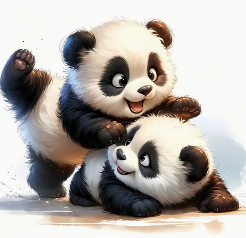 Diamond Painting - Spelende Panda's