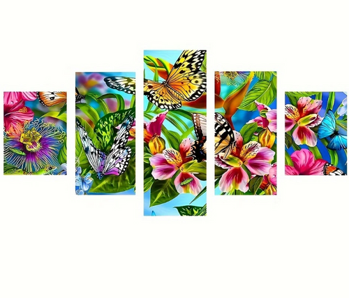 Diamond Painting - Vlinders en Bloemen - 5 Luik