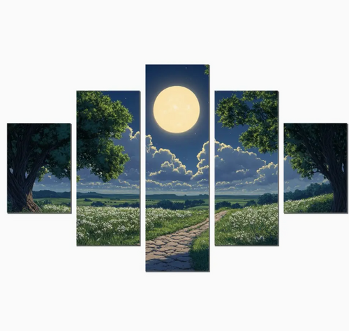 Diamond Painting - Landschap met Maan - 5 Luik