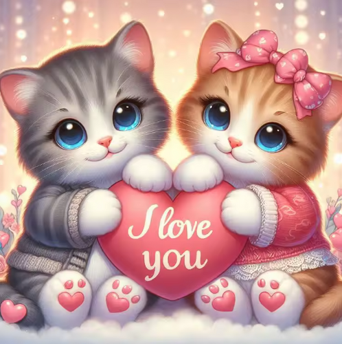 Diamond Painting - Katjes met I Love You
