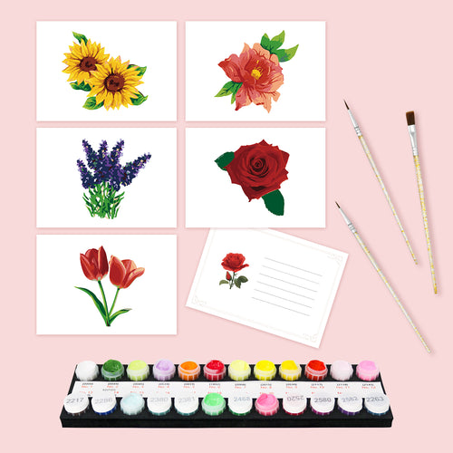 Schilderen op Nummer Ansichtkaarten - Bloemen