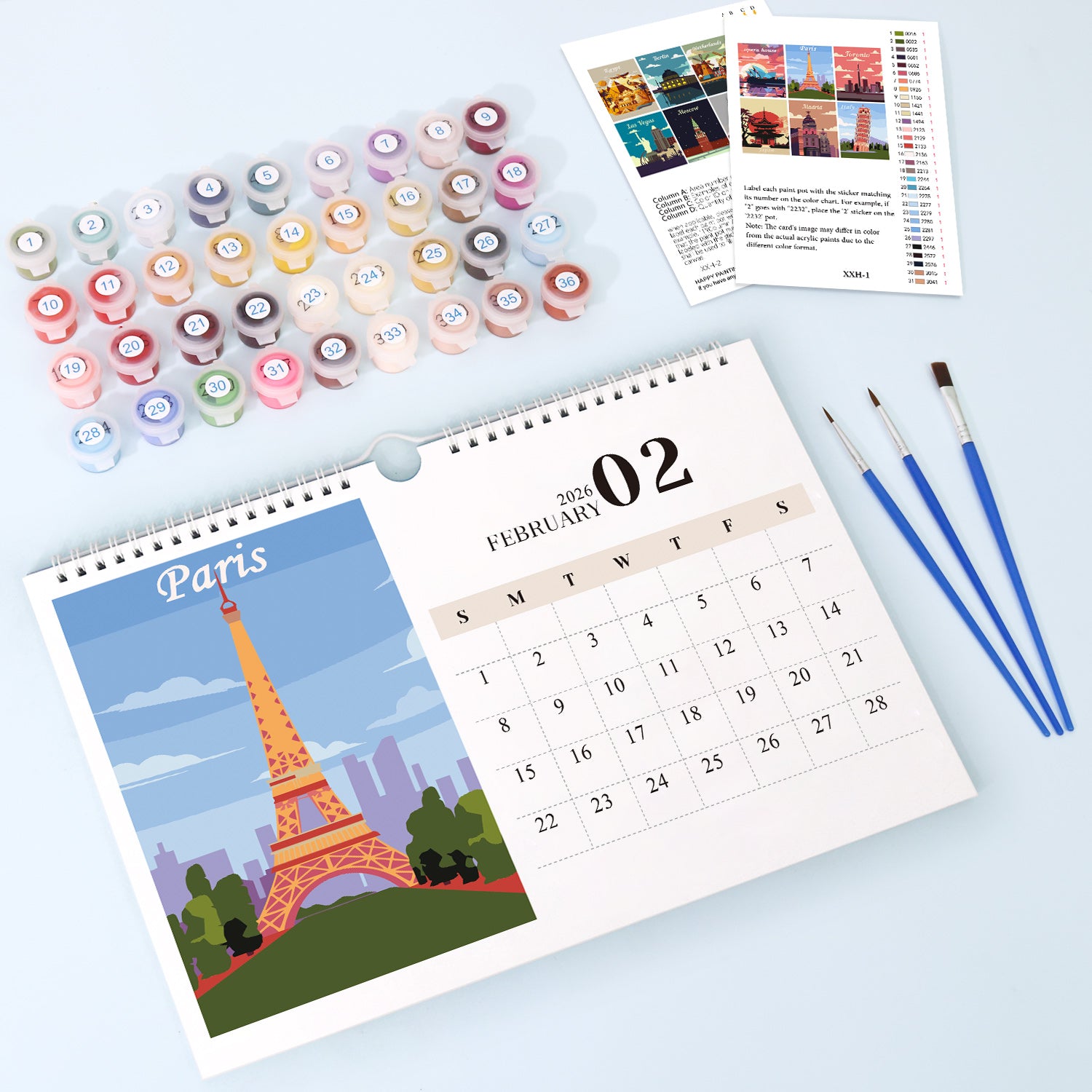 2026 Schilderen op Nummer Bureaukalender - Wereldreis Editie - Schilder 2026 Schilderen op Nummer Bureaukalender - Wereldreis Editie - Schilder
