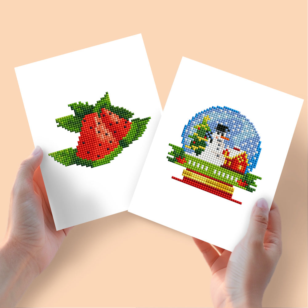 2 Mini Diamond Paintings - Sneeuwbol en Watermeloen