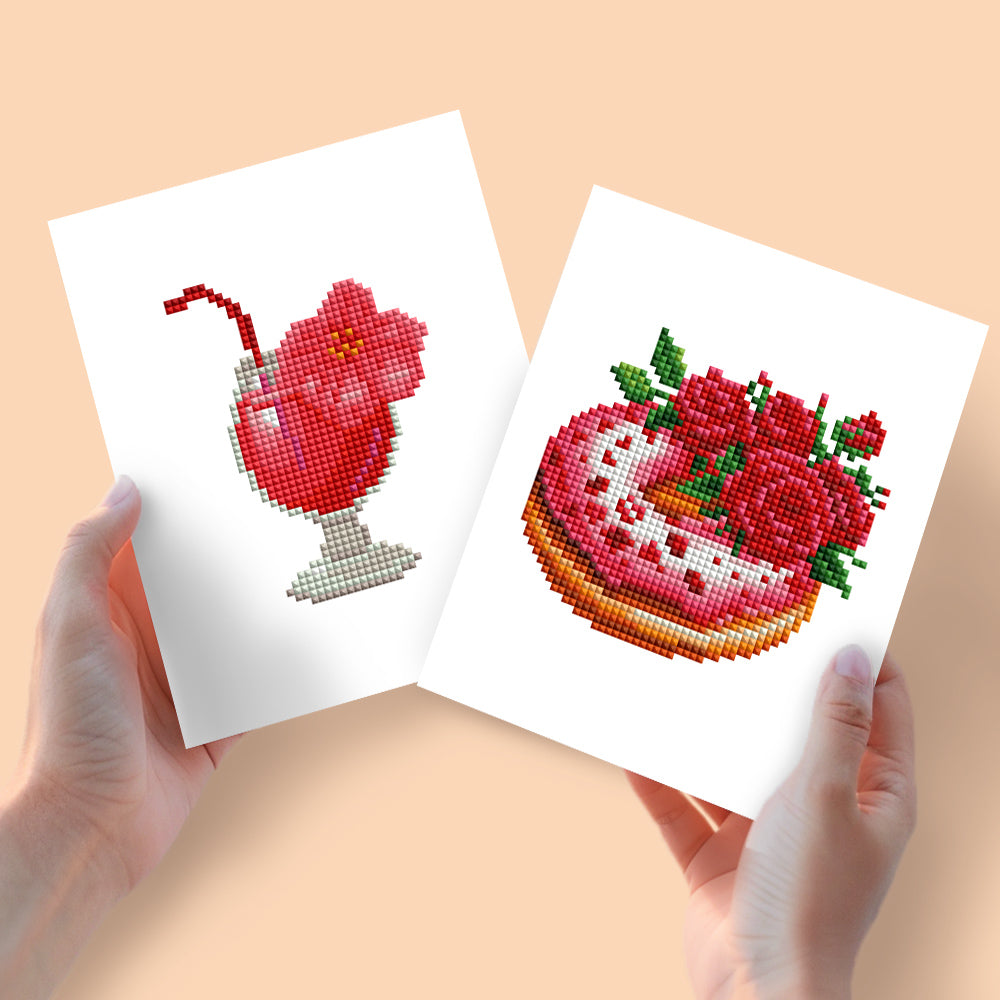 2 Mini Diamond Paintings - Cocktail en Donut
