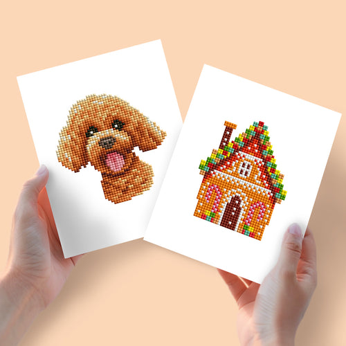 2 Mini Diamond Paintings - Huis en Hond
