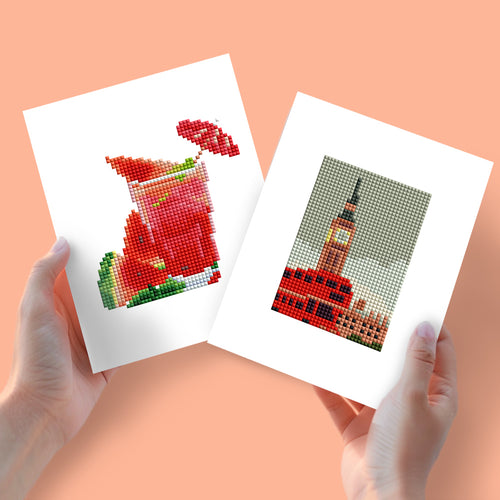 2 Mini Diamond Paintings - de Big Ben en Cocktail