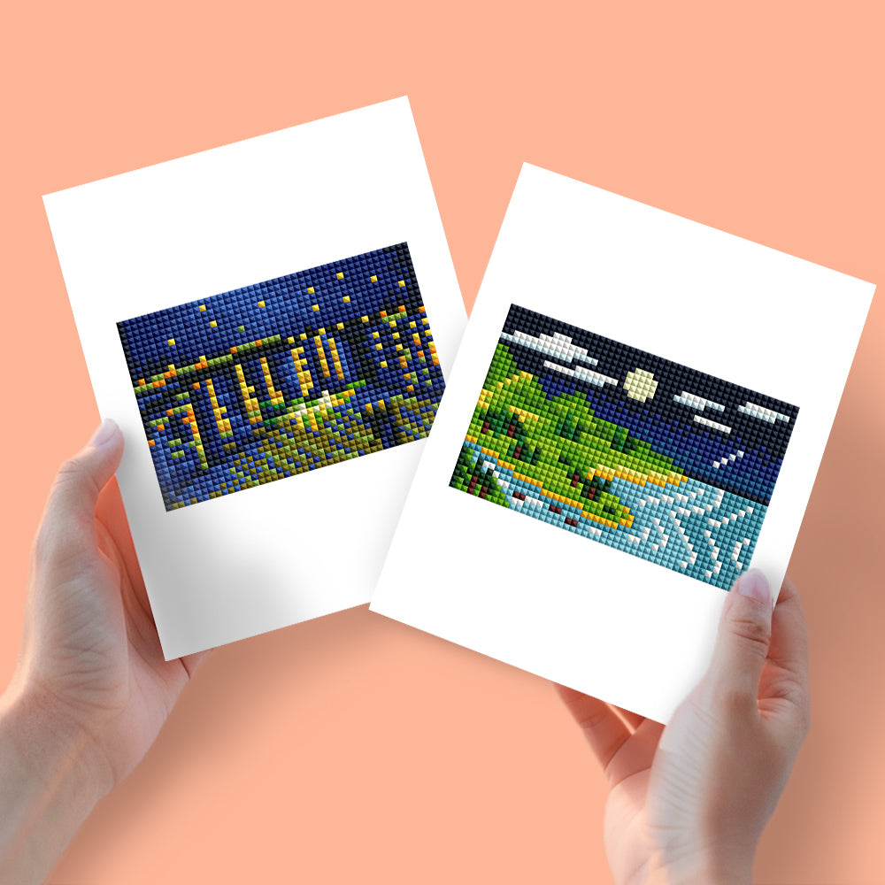 2 Mini Diamond Paintings - Landschap in de Avond
