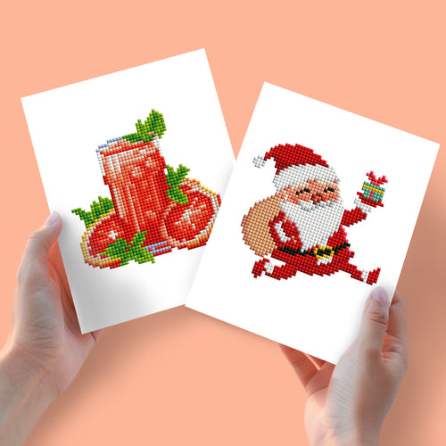 2 Mini Diamond Paintings - Cocktail en Kerstman