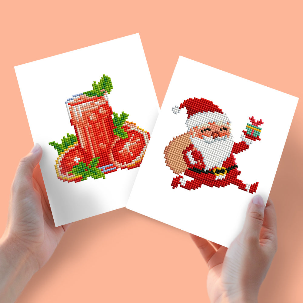 2 Mini Diamond Paintings - Cocktail en Kerstman